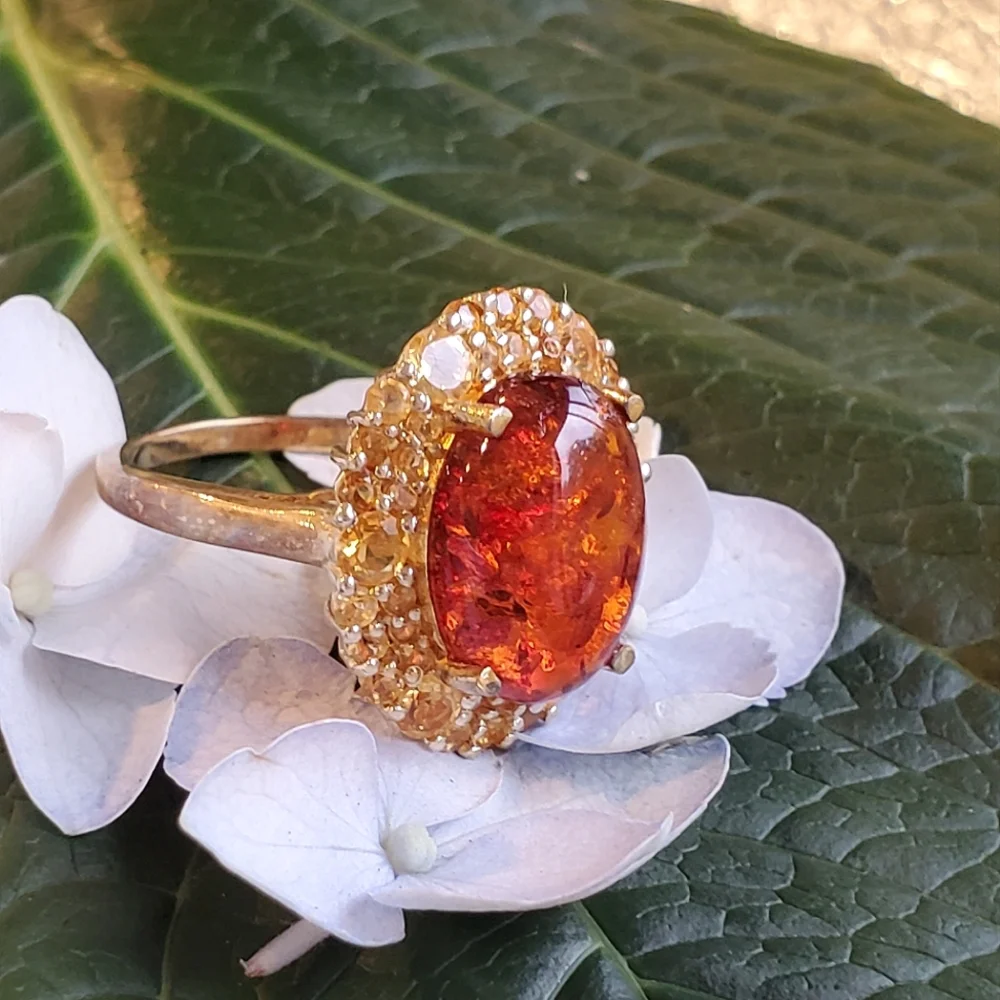 Araminta • Amber & Citrine Cocktail Ring